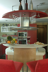 Image showing Red modern kitchen.