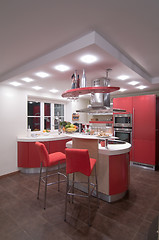 Image showing Red modern kitchen.