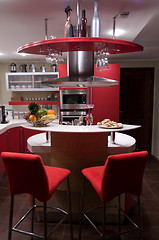 Image showing Red modern kitchen. 