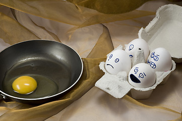 Image showing Unhappy eggs