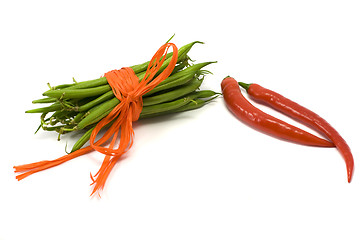 Image showing Green pods and chili