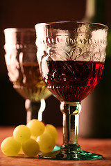 Image showing Two Goblets and Grape