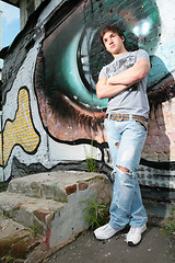 Image showing man near graffiti