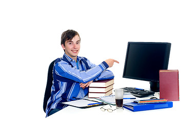 Image showing Teenager student doing homework