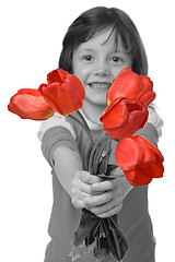 Image showing girl with tulips