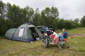 Image showing Family on camping rest