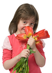 Image showing girl with flowers