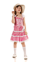 Image showing little girl in pink dress and hat