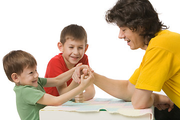 Image showing  father with two sons