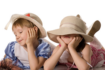 Image showing Two little girls quarrelled