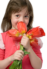 Image showing girl with tulips