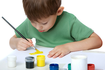 Image showing boy draws paints