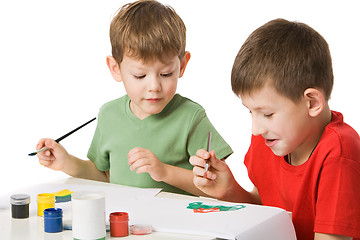 Image showing two boys draw