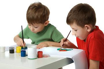 Image showing Two boys draw