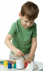 Image showing  little boy with paints
