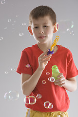 Image showing boy with soap bubbles