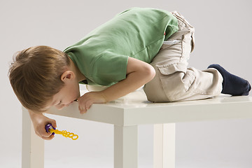 Image showing boy with soap bubbles