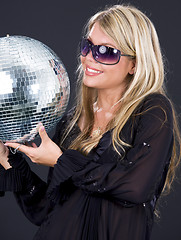 Image showing party girl with disco ball