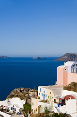 Image showing classic greek island architecture sea view santorini 