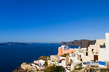 Image showing classic greek island architecture sea view santorini