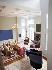 Image showing  mansion large living room with piano