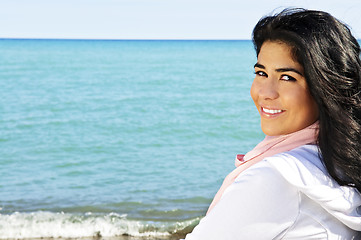 Image showing Beautiful young woman at beach