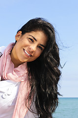 Image showing Beautiful young woman at beach