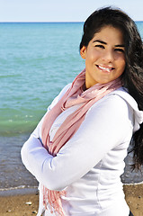 Image showing Beautiful young woman at beach