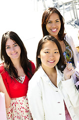 Image showing Young girlfriends shopping