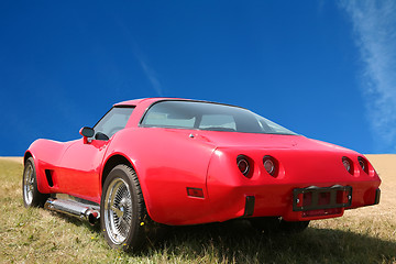 Image showing red american sport car 70's