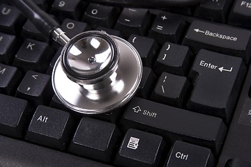 Image showing Keyboard and Stethoscope