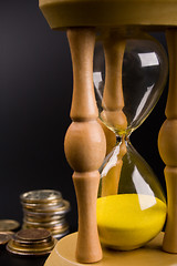 Image showing sand clock and coins