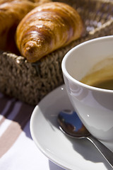 Image showing coffee and croissant