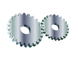 Image showing Two metalic cogwheels