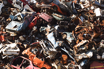 Image showing old rusting cars in a junk yard