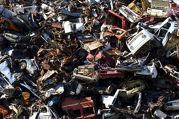 Image showing old rusting cars in a junk yard