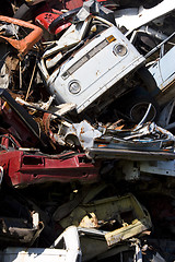 Image showing old rusting cars in a junk yard