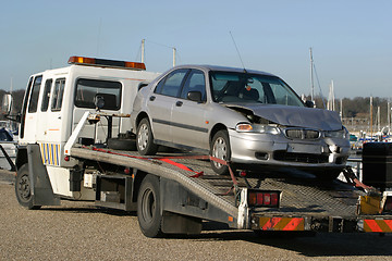 Image showing Crashed Car on Trailer