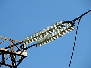 Image showing Insulators of a power transmission tower