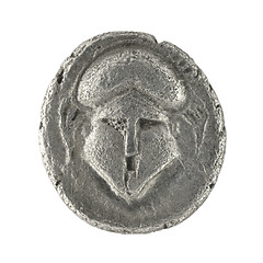 Image showing Crested Helmet on Ancient Greek Diobol 350 BC