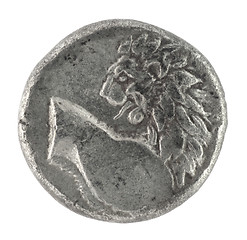 Image showing Lion on Ancient Greek Half Drachm 350 BC