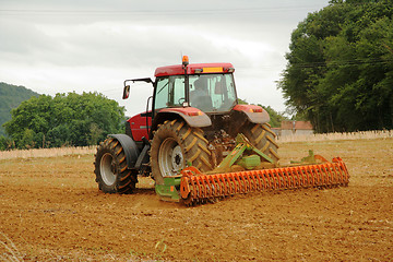 Image showing French Tractor Ploughing