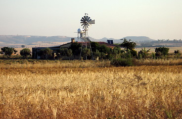 Image showing Fields and windmills. Cyprus