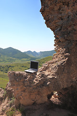 Image showing Laptop outdoors