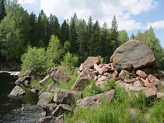 Image showing Boulders on a river bank