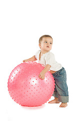 Image showing Boy with a fitness ball