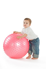 Image showing Boy with a fitness ball