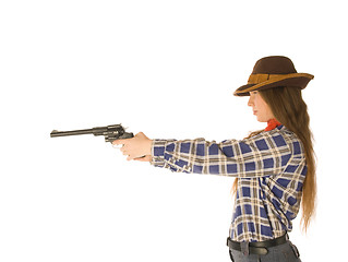 Image showing Cowgirl with a gun