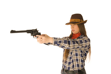 Image showing Cowgirl with a gun