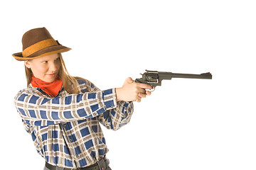 Image showing Cowgirl with a gun